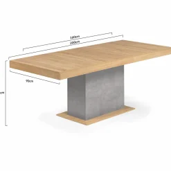 Table à manger extensible 6-10 personnes bois et effet béton