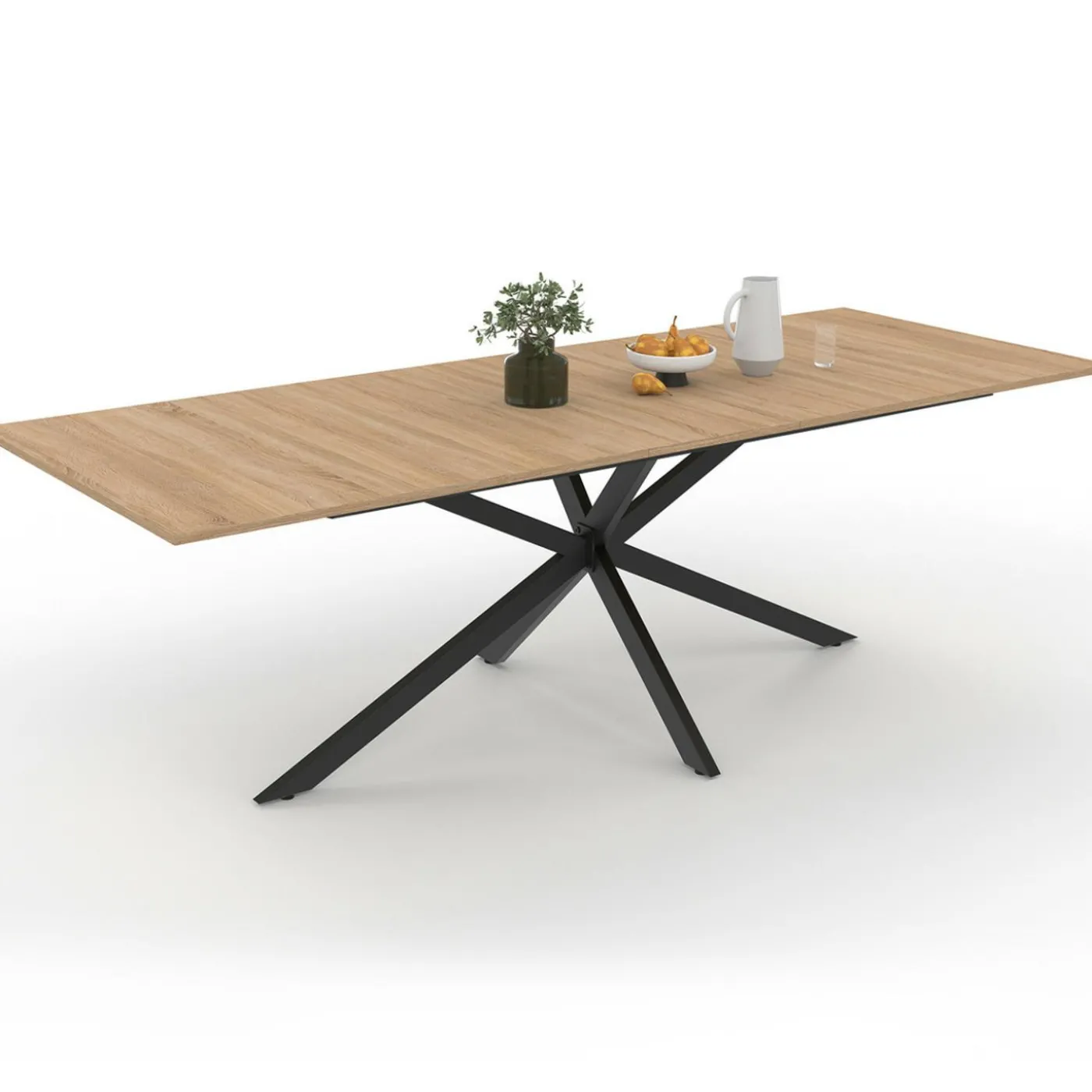 Table à manger extensible 8-12 personnes bois et noir