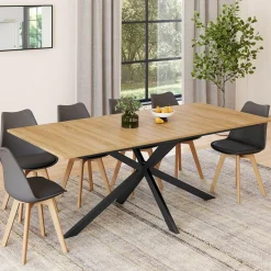 Table à manger extensible 8-12 personnes bois et noir