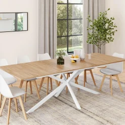 Table à manger extensible rectangle pied araignée bois