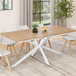 Table à manger extensible rectangle pied araignée bois