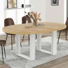 Table à manger extensible ronde bois et blanc 110-150 cm pour 4 à 6 personnes
