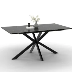 Table à manger extensible effet marbre noir