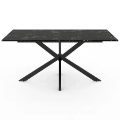 Table à manger extensible effet marbre noir