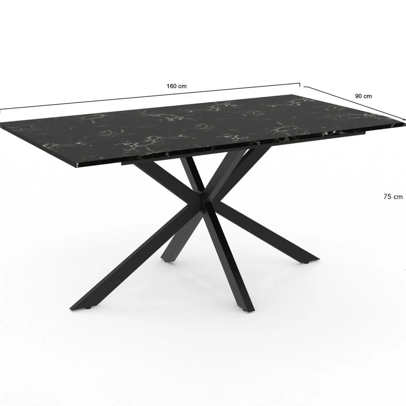 Table à manger extensible effet marbre noir