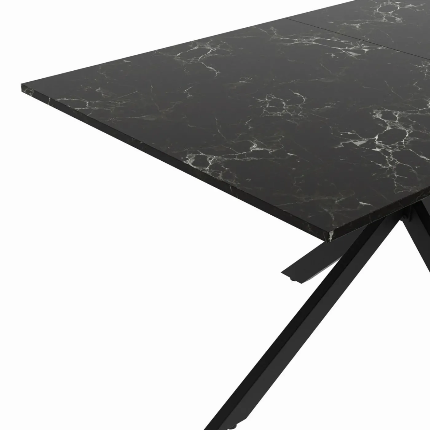 Table à manger extensible effet marbre noir