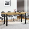 Table à manger extensible rectangulaire bois et noir