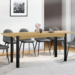 Table à manger extensible rectangulaire bois et noir