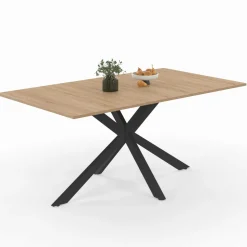Table à manger extensible 6-10 personnes bois et noir 160-200 cm