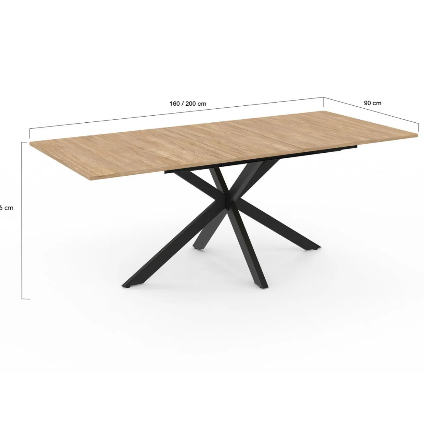 Table à manger extensible 6-10 personnes bois et noir 160-200 cm