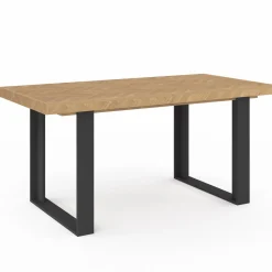 Table à manger extensible rectangulaire effet chevrons et noir
