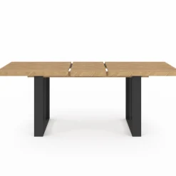 Table à manger extensible rectangulaire effet chevrons et noir