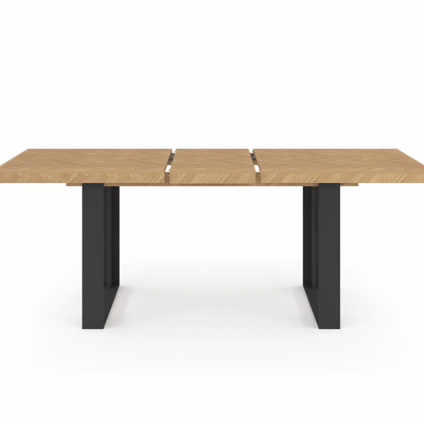 Table à manger extensible rectangulaire effet chevrons et noir