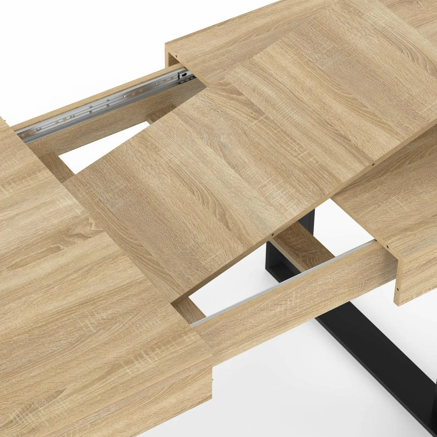 Table à manger extensible 120-160 cm 4-6 personnes noire et bois