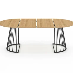 Table à manger extensible ronde 4-10 personnes bois et noir 110 - 200 cm