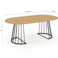 Table à manger extensible ronde 4-10 personnes bois et noir 110 - 200 cm