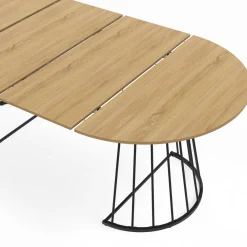 Table à manger extensible ronde 4-10 personnes bois et noir 110 - 200 cm