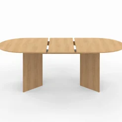 Table à manger extensible ovale 160-200 cm bois façon hêtre 6-10 personnes