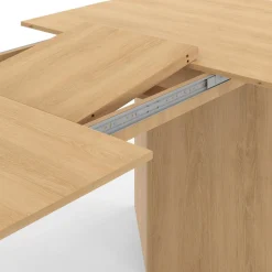Table à manger extensible ovale 160-200 cm bois façon hêtre 6-10 personnes