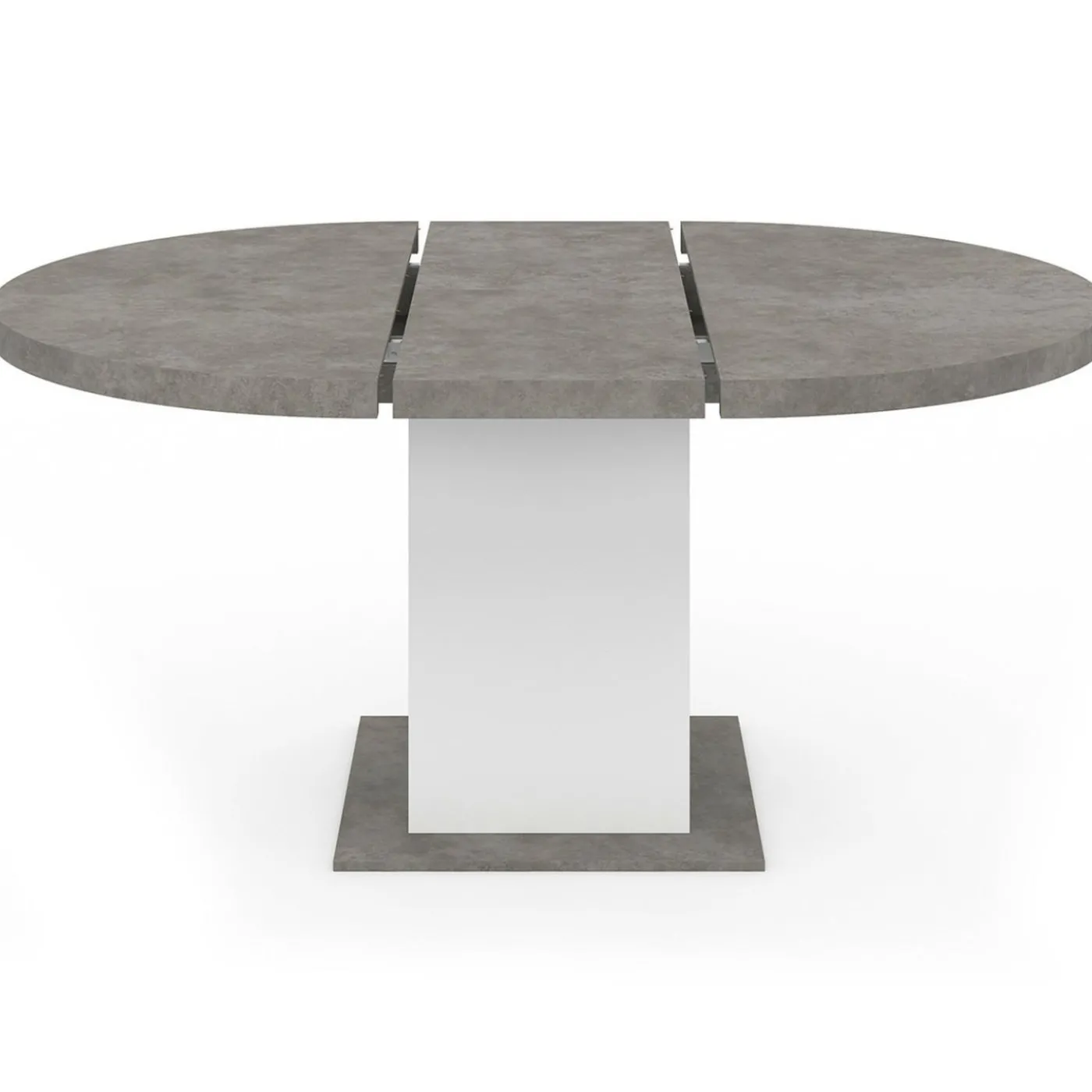 Table à manger extensible ronde 4-8 personnes béton et blanc 120-160 cm