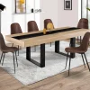 Table à manger extensible 6-10 personnes bois et bande centrale noire