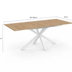 Table à manger extensible rectangulaire bois et blanc