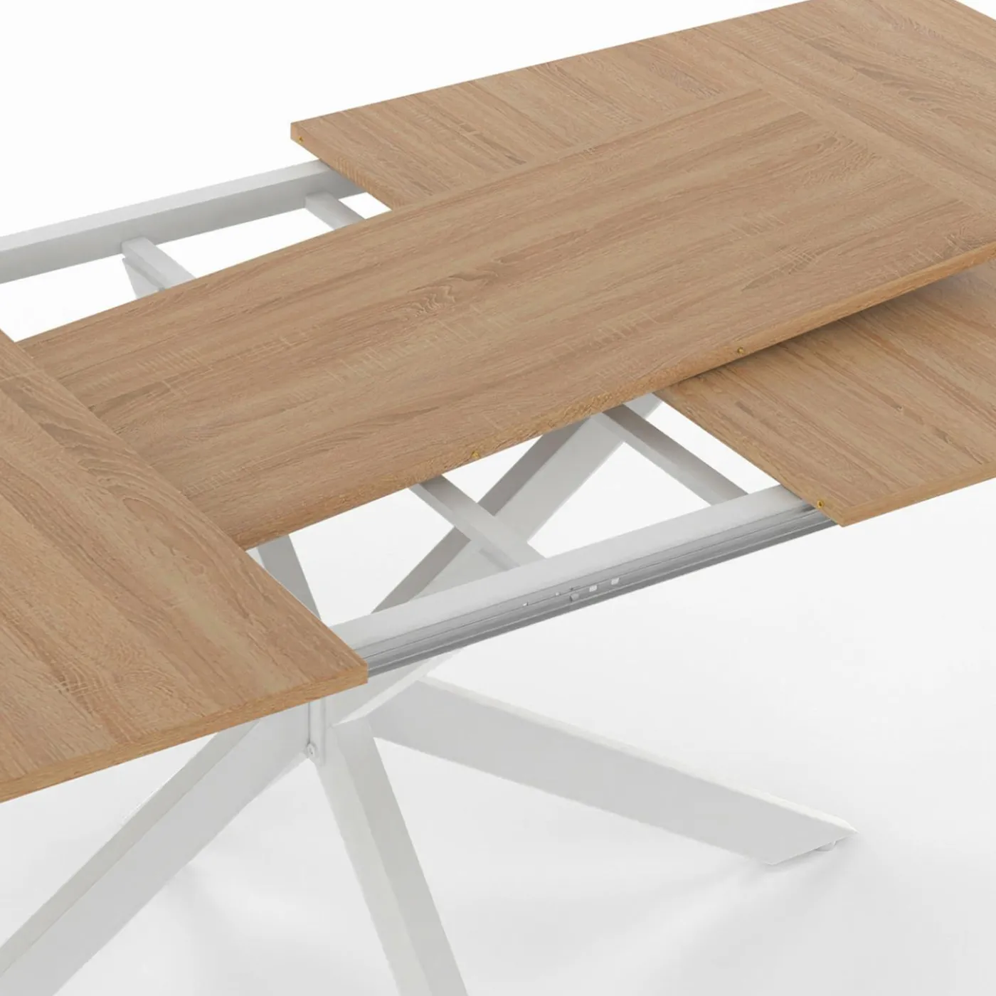Table à manger extensible rectangulaire bois et blanc
