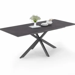 Table à manger extensible 6 à 10 personnes avec plateau effet béton pied araignée