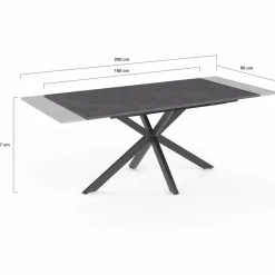 Table à manger extensible 6 à 10 personnes avec plateau effet béton pied araignée