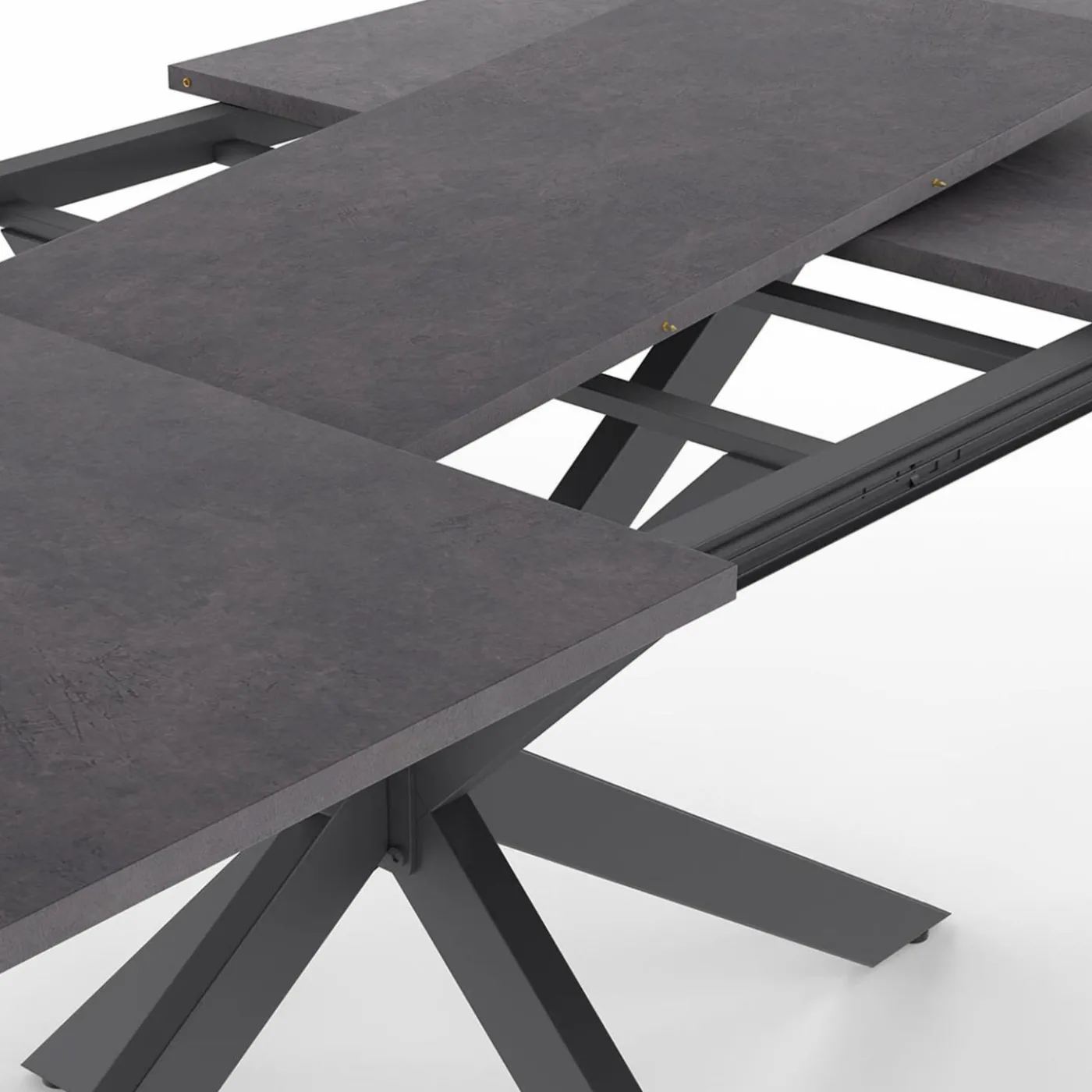 Table à manger extensible 6 à 10 personnes avec plateau effet béton pied araignée