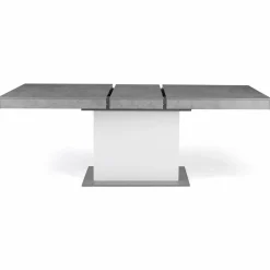 Table à manger extensible béton et blanc 6-10 personnes 160-200 cm