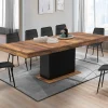 Table à manger extensible rectangle bois foncé et noir