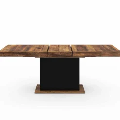 Table à manger extensible rectangle bois foncé et noir