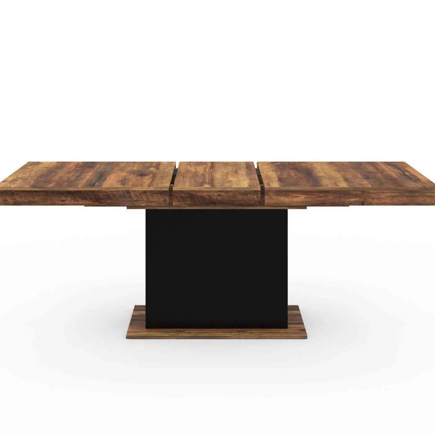 Table à manger extensible rectangle bois foncé et noir