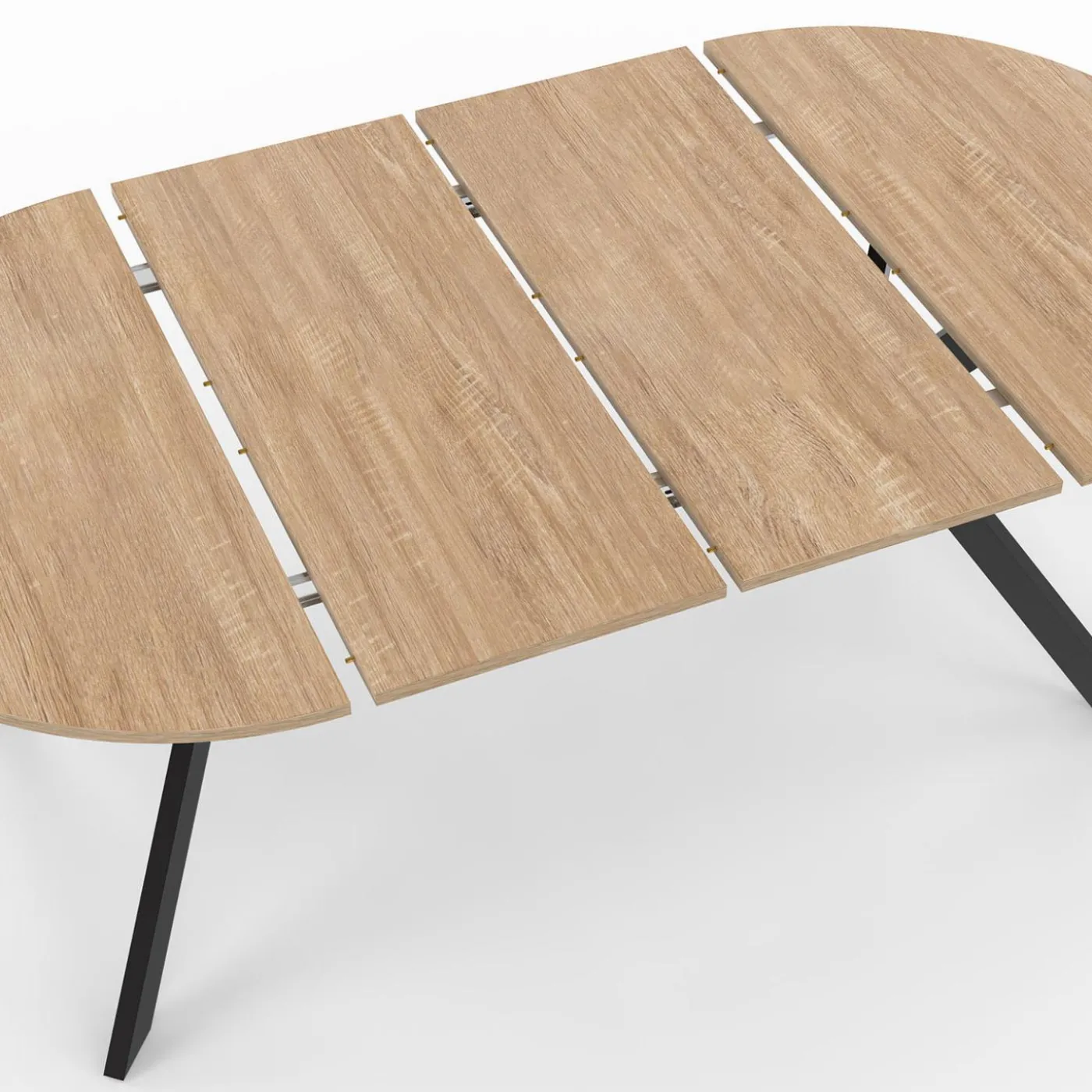 Table à manger extensible ronde 110-200 cm 4-10 personnes bois et pied araignée noir