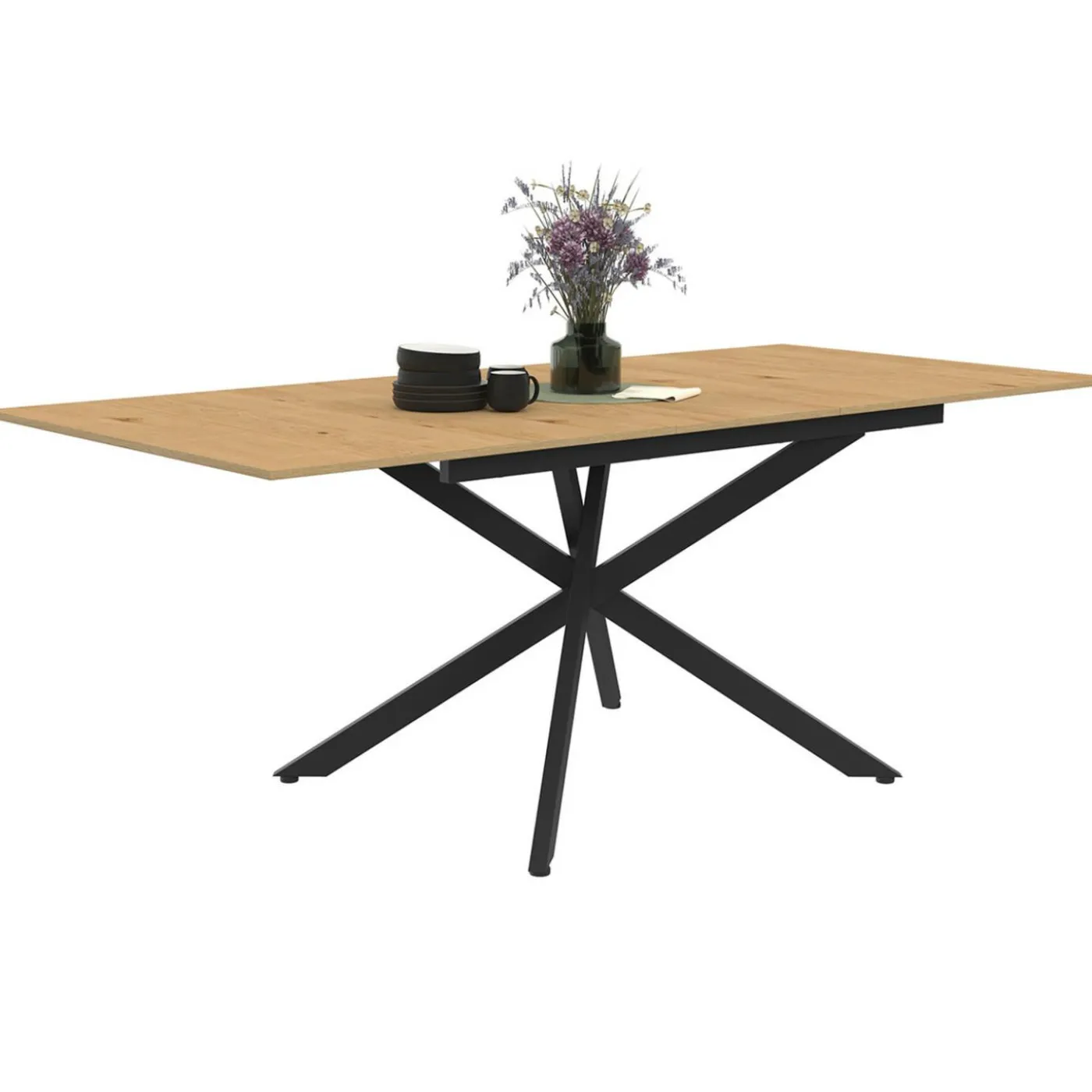 Table à manger extensible bois et noir 6-10 personnes 160-200 cm