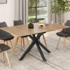 Table à manger extensible rectangle 120-160 cm 4-8 personnes pied araignée bois et noir