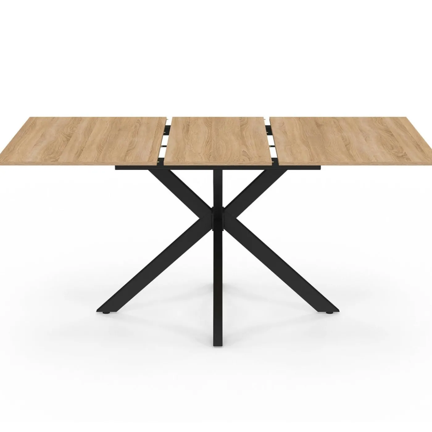 Table à manger extensible rectangle 120-160 cm 4-8 personnes pied araignée bois et noir