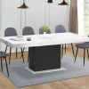 Table à manger extensible 160-200 cm 6-10 personnes plateau effet marbre blanc pied noir