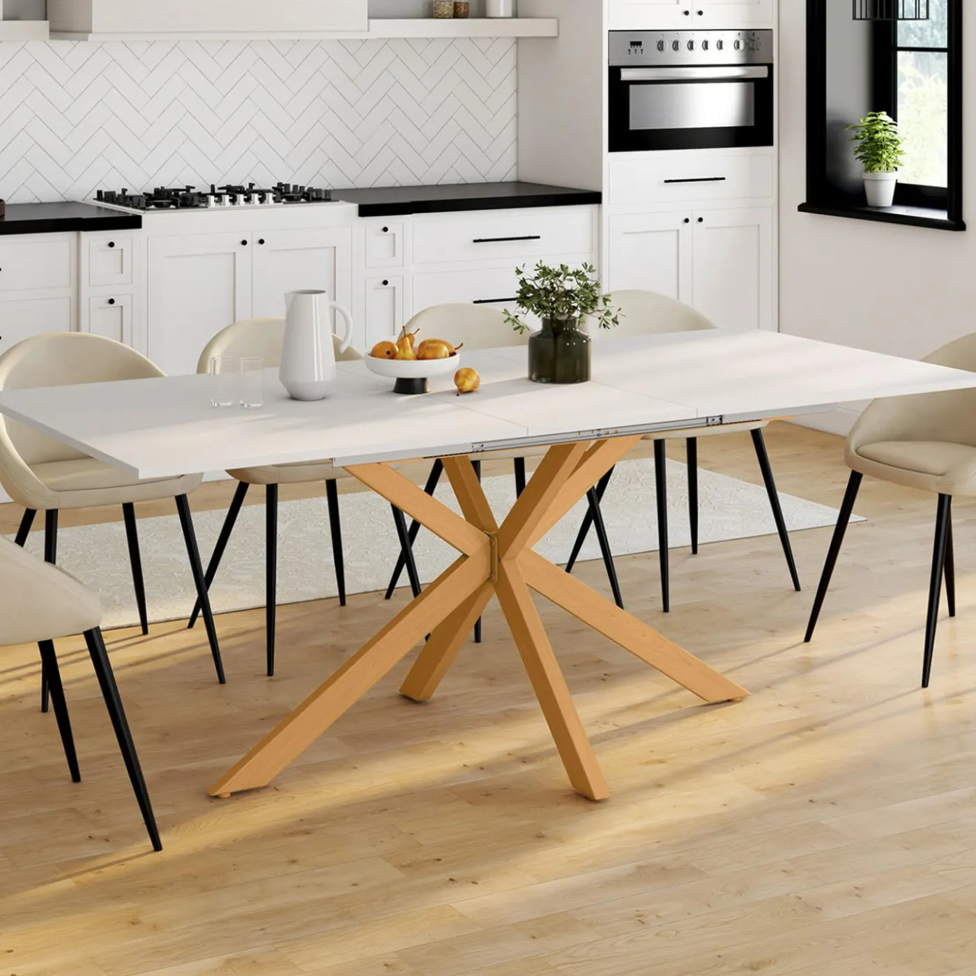 Table à manger extensible rectangle 6-10 personnes bois