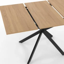 Table à manger extensible carrée 80-120 cm 4-6 personnes pied araignée bois et noir