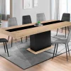 Table à manger extensible bois et bande centrale noire 6-10 personnes