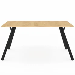Table à manger industrielle bois et noir 8 personnes 160 cm