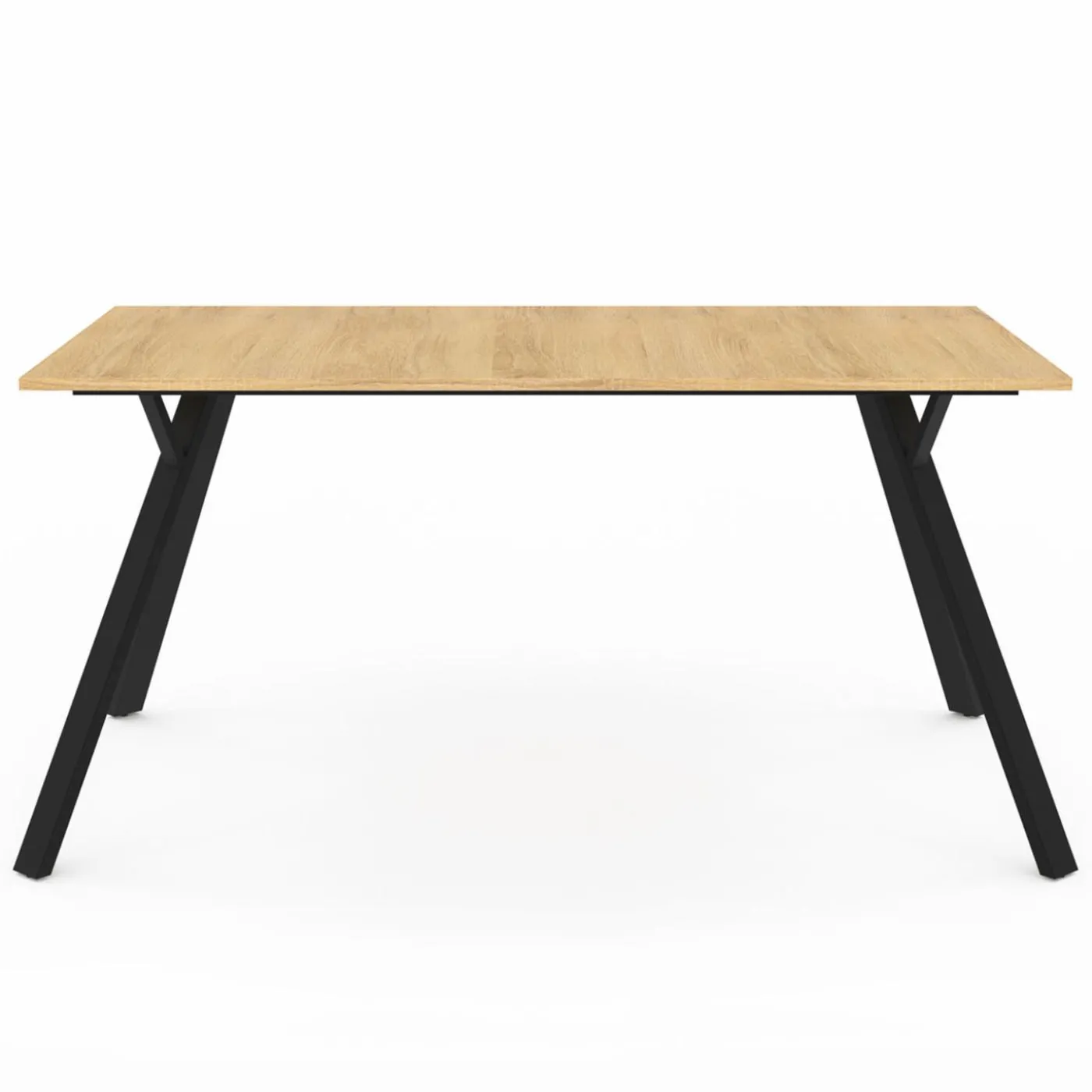 Table à manger industrielle bois et noir 8 personnes 160 cm