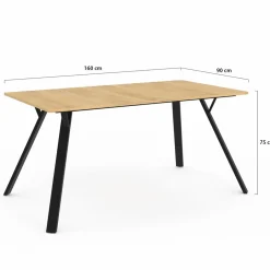 Table à manger industrielle bois et noir 8 personnes 160 cm