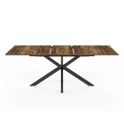 Table à manger industrielle extensible 6-10 personnes bois foncé 160-200 cm