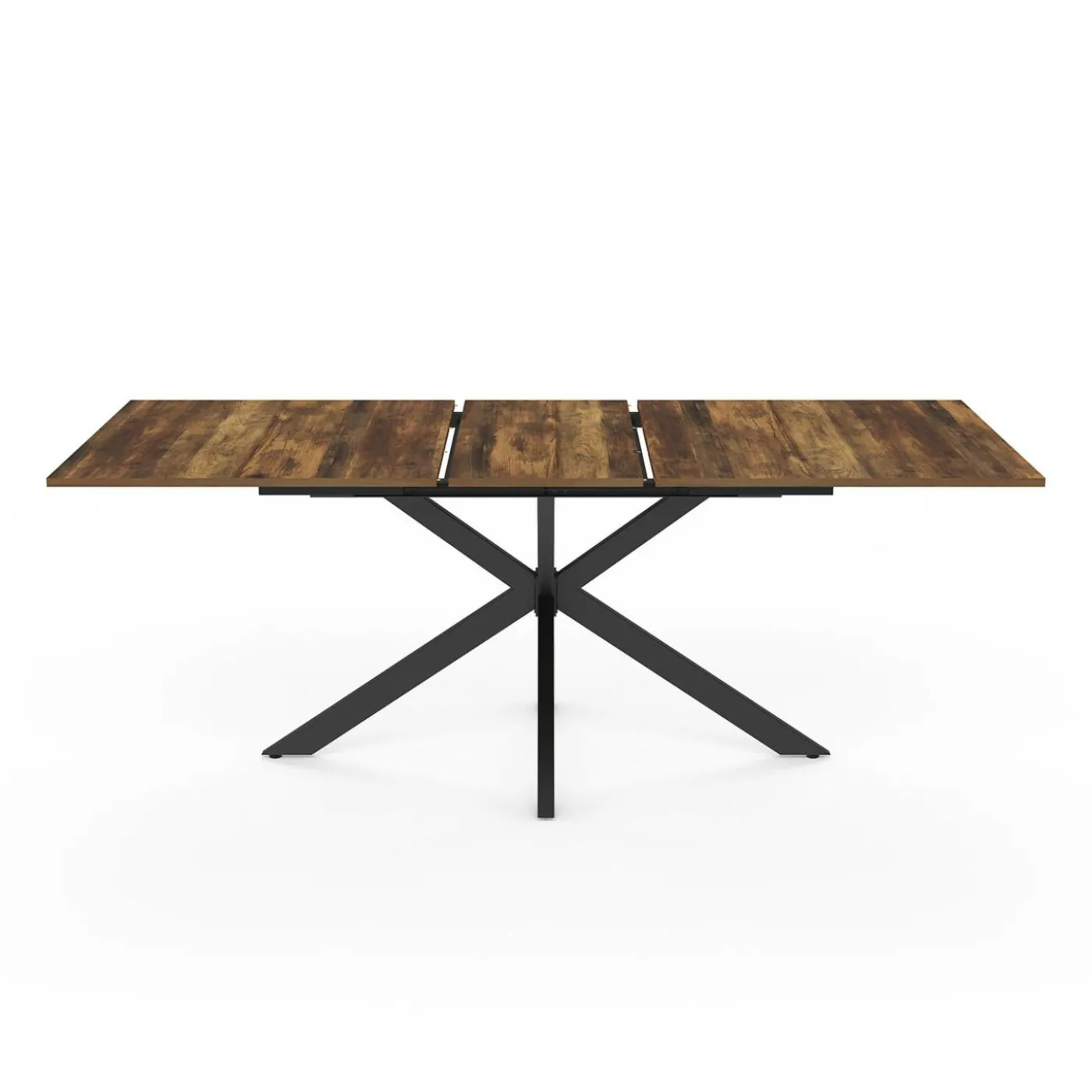 Table à manger industrielle extensible 6-10 personnes bois foncé 160-200 cm