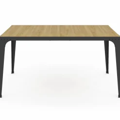 Table à manger industrielle bois et noir 8 personnes