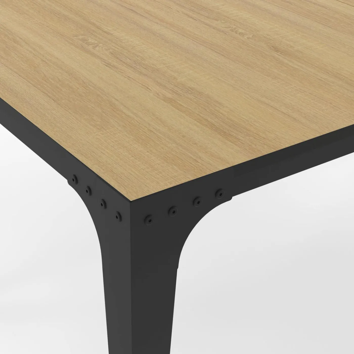 Table à manger industrielle bois et noir 8 personnes
