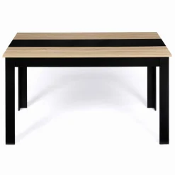 Table à manger noire et imitation hêtre pour 6 personnes